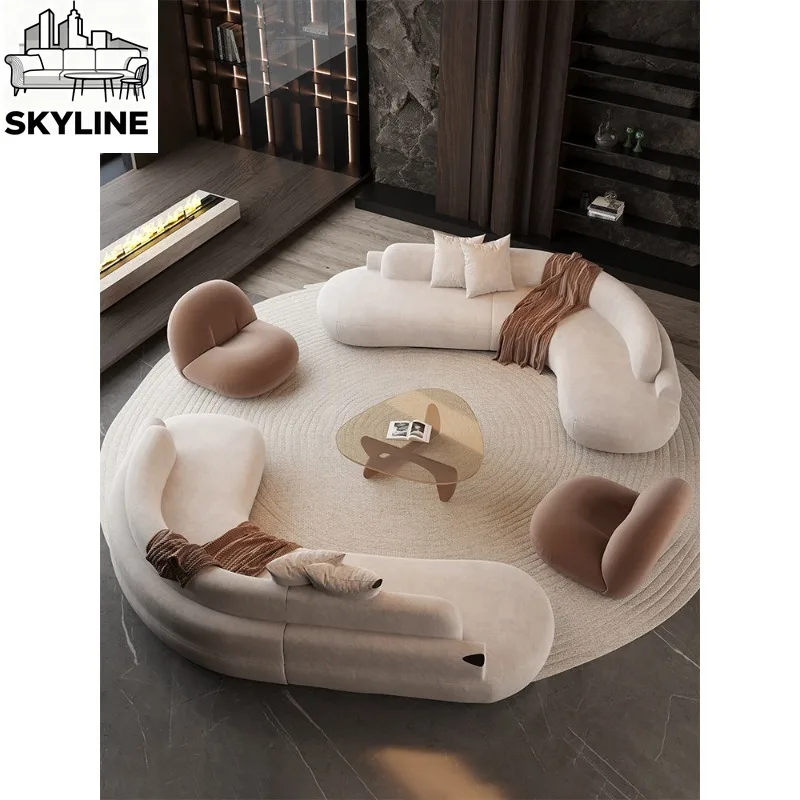 Unique Irregular Curved L-Shape Sectional Sofa Stylish Reception Couch for Beauty Salons Offices & Hotel Lobby Lounges