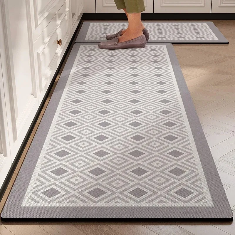 Kitchen Floor Mat Anti-fouling Oil-proof Waterproof Rug Home Non-slip PVC Leather Washable Balcony Carpet Tapetes De Cocina 양탄자