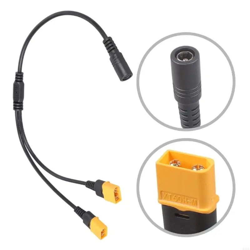 39cm Double XT60 Male to 5.5mm Female Power Transfer Cable Connectors Cable Plastic Texture for Remote Control 83CF