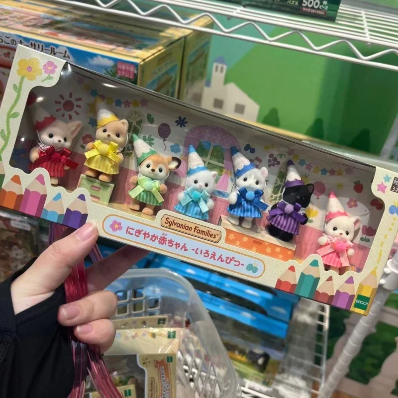 

Genuine Sylvanian Families Dalmatian Family Limited Edition Colorful Babies Model Hamster Family Anime Figures Citrus Toys