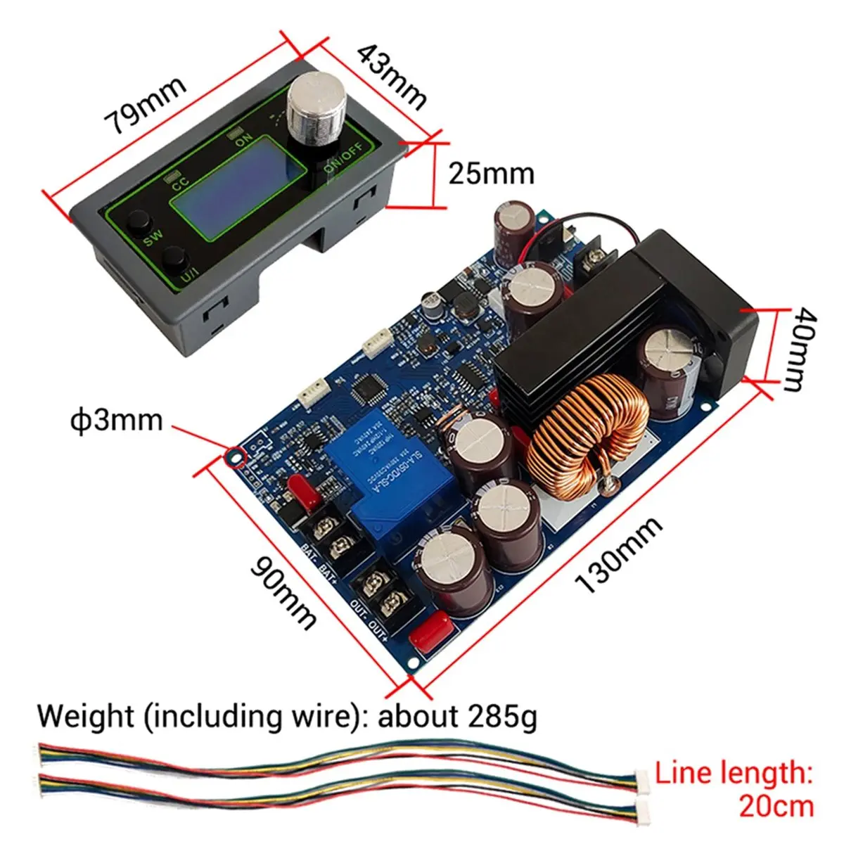 (A99Z] DC 0-100V 20A 1000W LED Digital DC Step-Down Voltmeter Constant Voltage Current MPPT Solar Energys Battery Power Supply