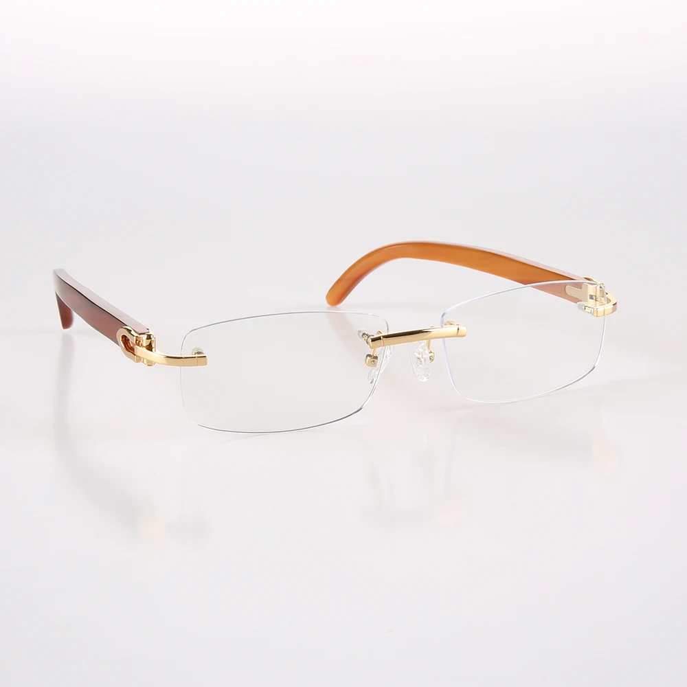 Eyeglass Frames Unique Vintage Rimless Graduated Lenses Handmade Natural Horn Prescription Man Glasses Frames Myopia Eyeglasses