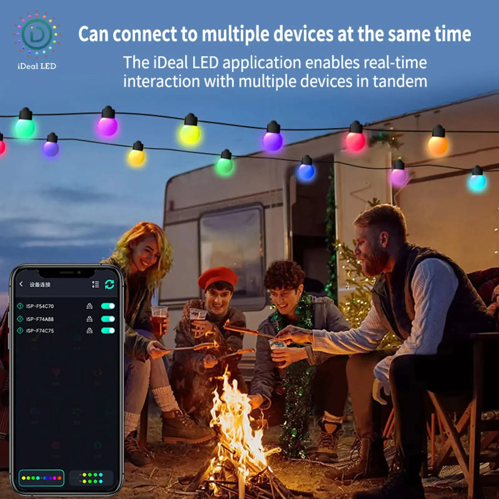 LED Smart Outdoor Garden String Lights 5V USB WS2812 scena fai da te impermeabile Music Sync App telecomando Holiday Ball Round Light