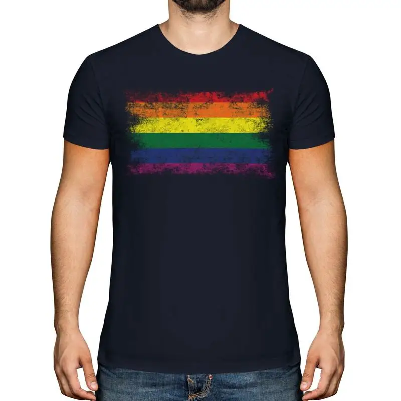 

GAY PRIDE DISTRESSED FLAG MENS T-SHIRT TOP RAINBOW LGBT GIFT CLOTHING CLOTHES