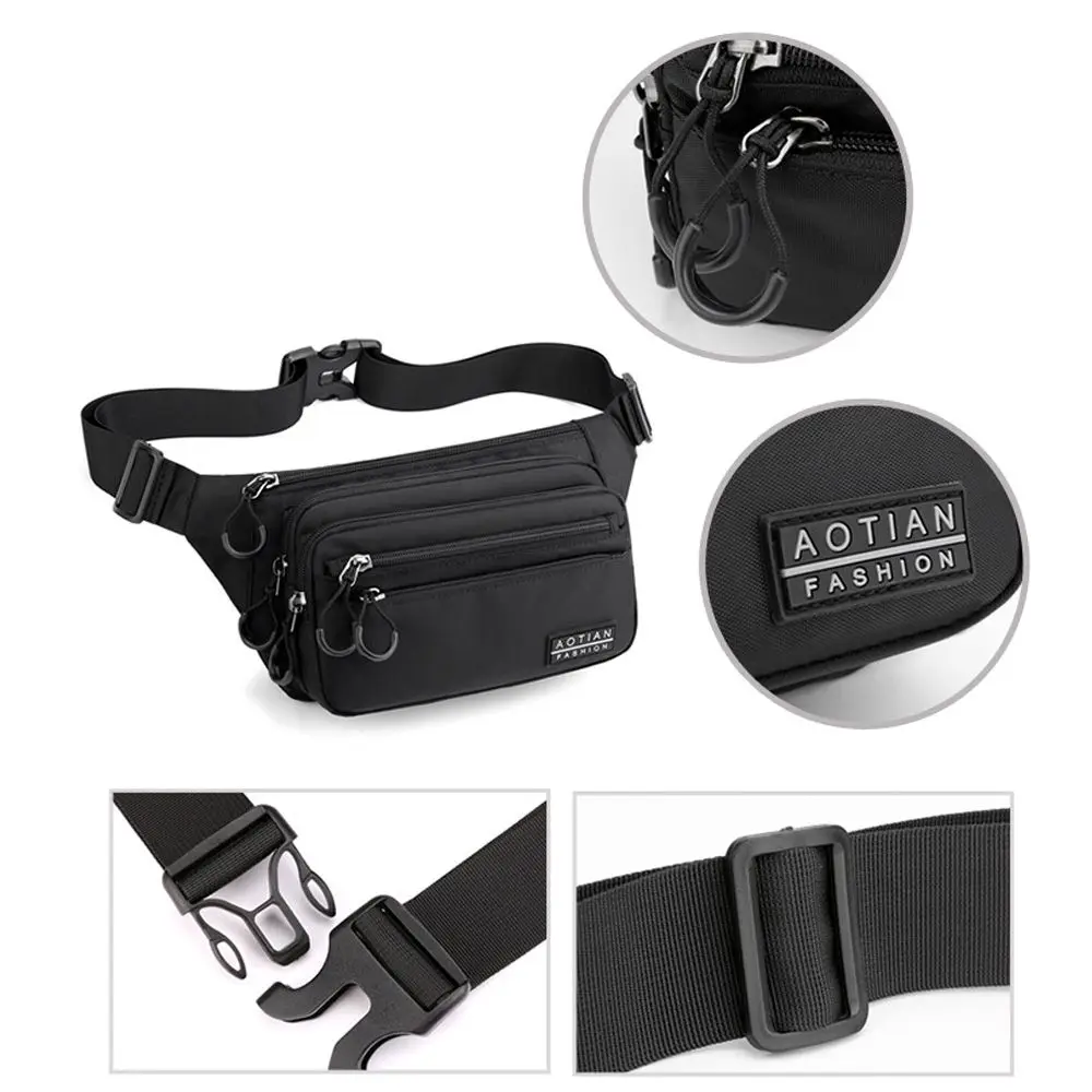 Nylon Waterproof Men's Waist Packs New Boy Outdoor Travel Waist Bag Unisex Chest Bag Storage Pocket Male