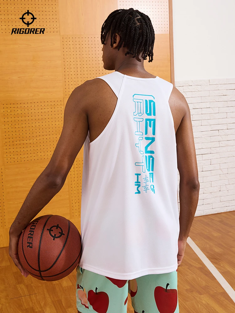 

RIGORER Vest Men Summer New Ice Silk Breathable Professional Fitness Training Running Black Sleeveless Vest Tank Top