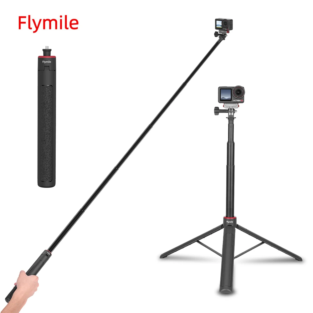 

Flymile Extendable Tripod Adjustable Selfie Stick Long Hand Grip for DJI Pocket 3/Action 5/Insta360/Gopro Hero 13 12 Accessories