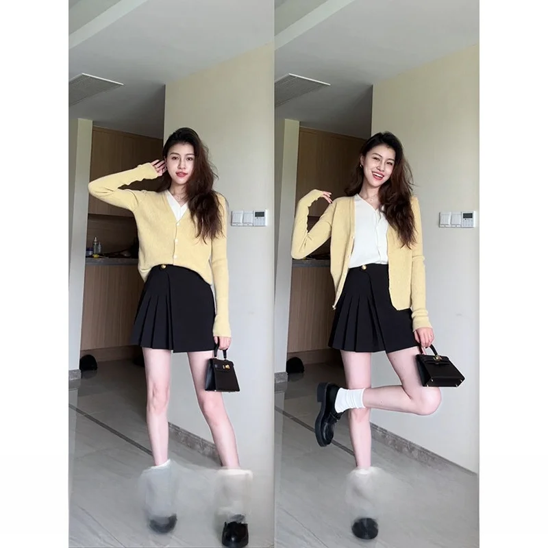 

Свитер Zhang a Xing Heareat: Новинка осени, простой и элегантный, повседневный, универсальный, с цветовыми блоками, вязаный, свободного кроя, с V-образным вырезом, длинный рукав.