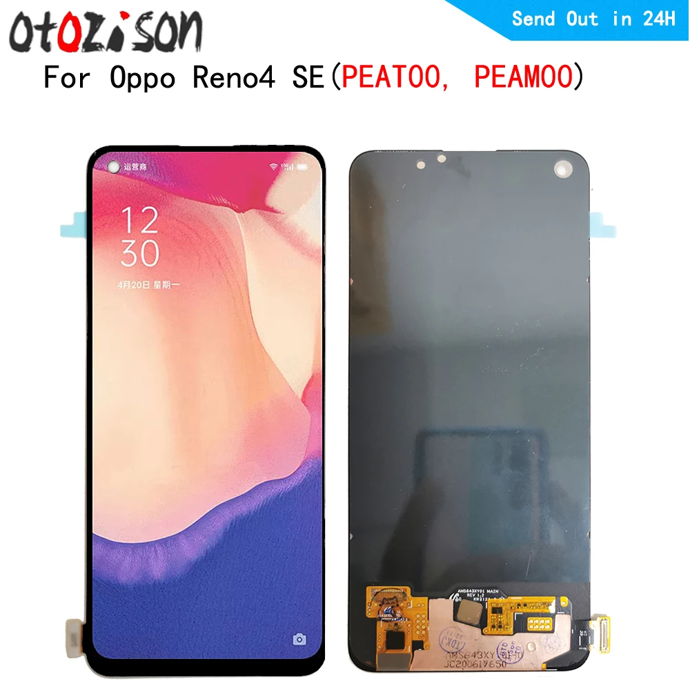 

Экран AMOLED 6,43 дюйма для Oppo Reno4 SE PEAT00, PEAM00, ЖК-дисплей, экран, сенсорная панель, дигитайзер с рамкой в сборе для Reno 4 SE