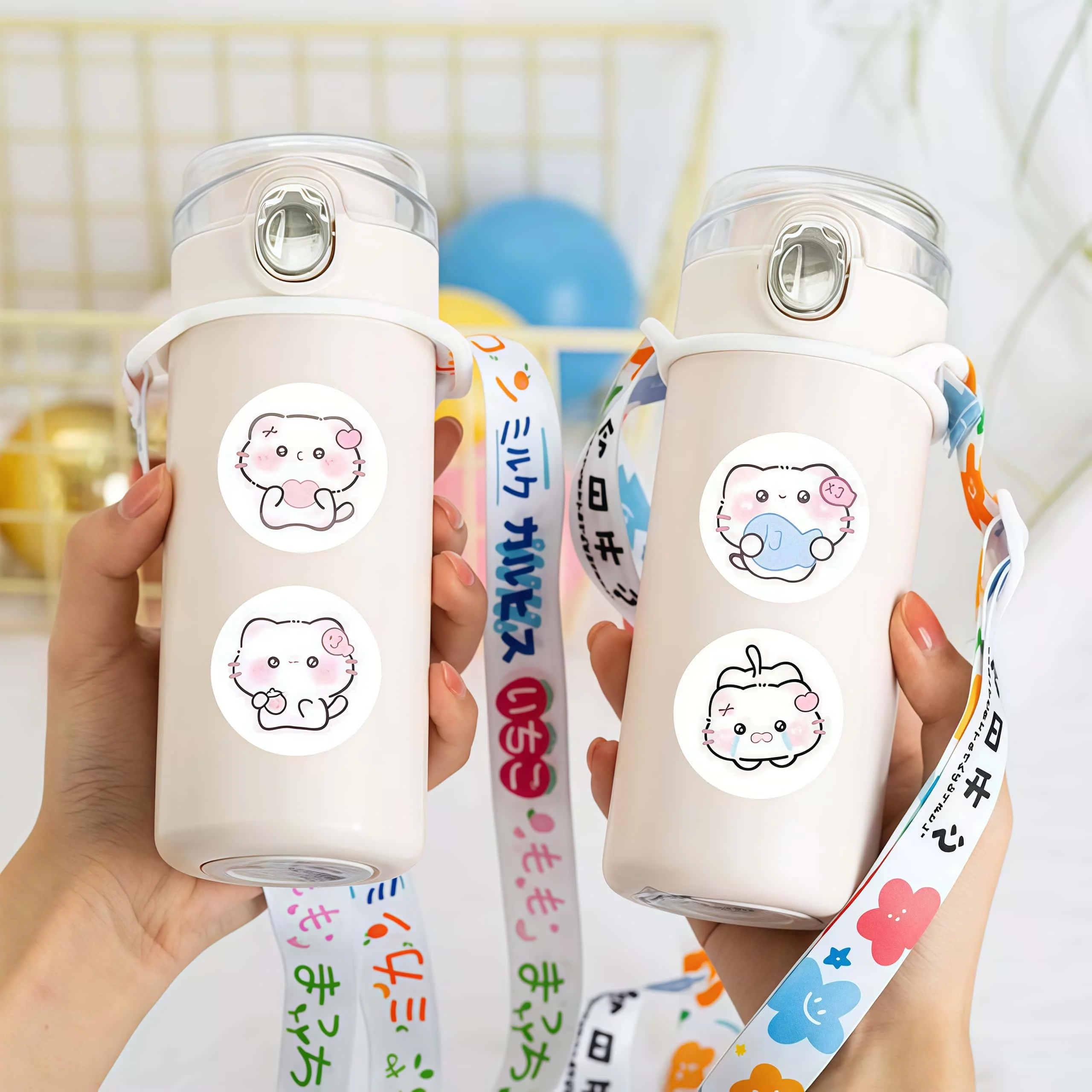 500Pcs Cute Pink Blush Kitten Sticker Roll, Soft Pastel Multi‑Expression Cat Decals for Journaling, DIY Crafts & Package Sealing view 4