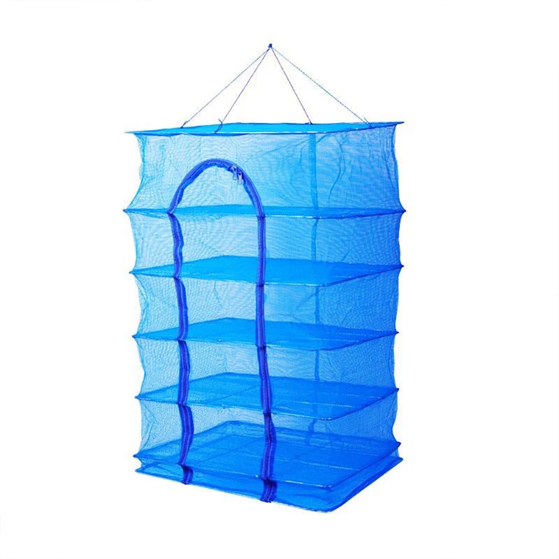 

1pc Nylon Folding Fishing Net Zipper Open Hanging Collapsible Drying Fishing Net Suitable For Shrimp Fish, Fruits And Vegetables