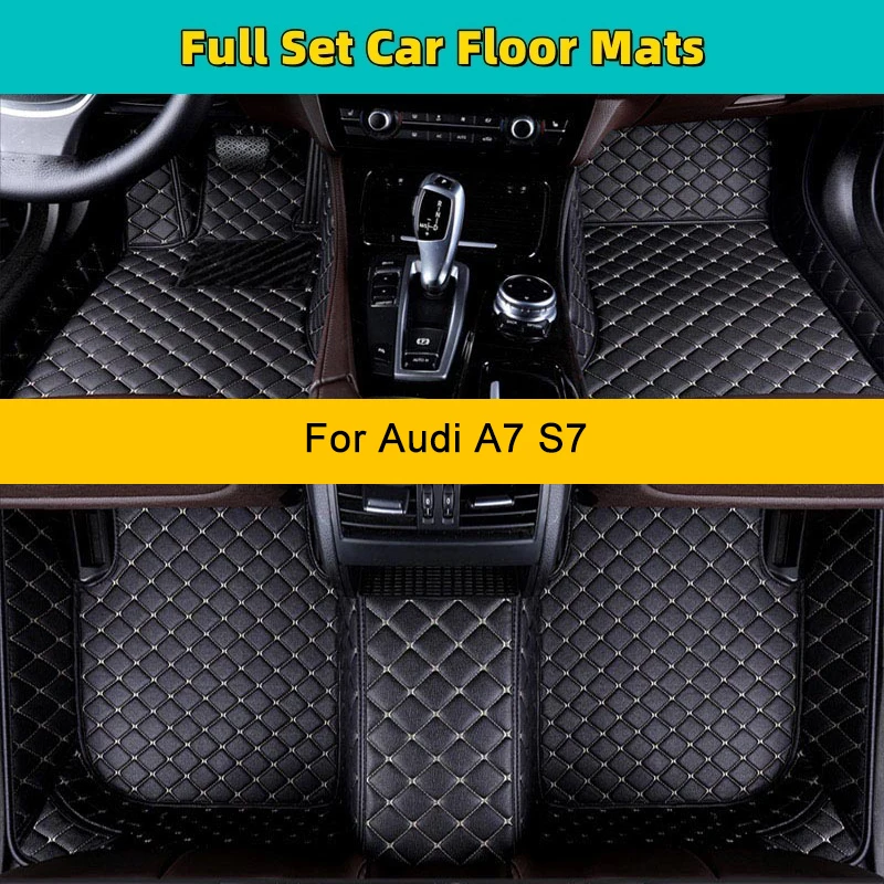 Custom Car Floor Mats For Audi A7 S7 Auto Carpets Foot Coche Accessorie Leather Floor Mats for Cars