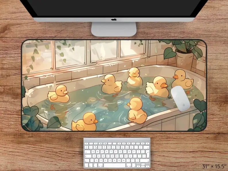 Cute Duck Mouse Pad, Adorable Kawaii Desk Mat, Aesthetically Pleasing Desk Mats, Cute Anime Deskmat, A Perfect Gift for Friends.