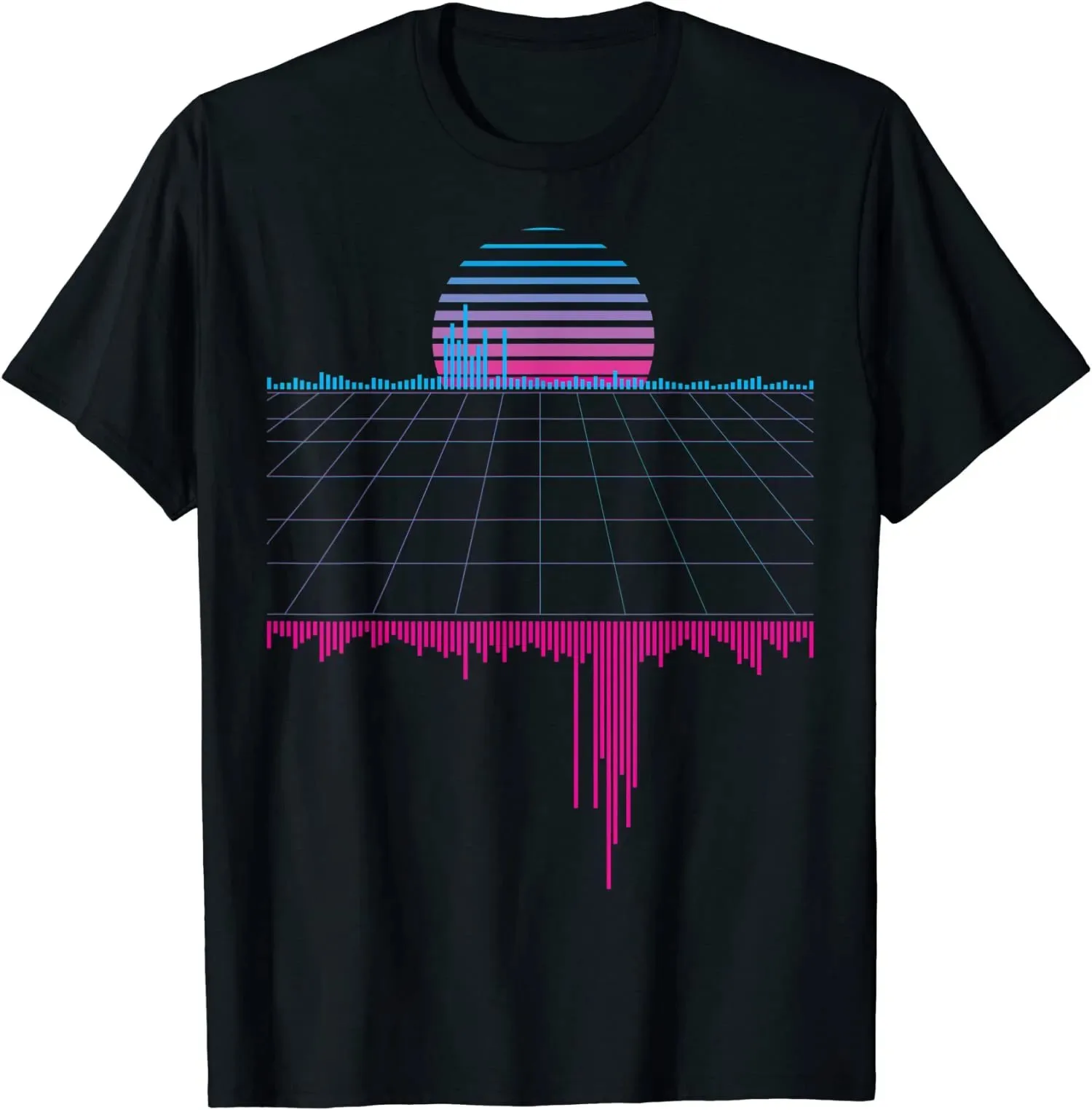 Sunset Music T-Shirt with Outrun Synthwave Vaporwave Aesthetic Sizes S-5XL