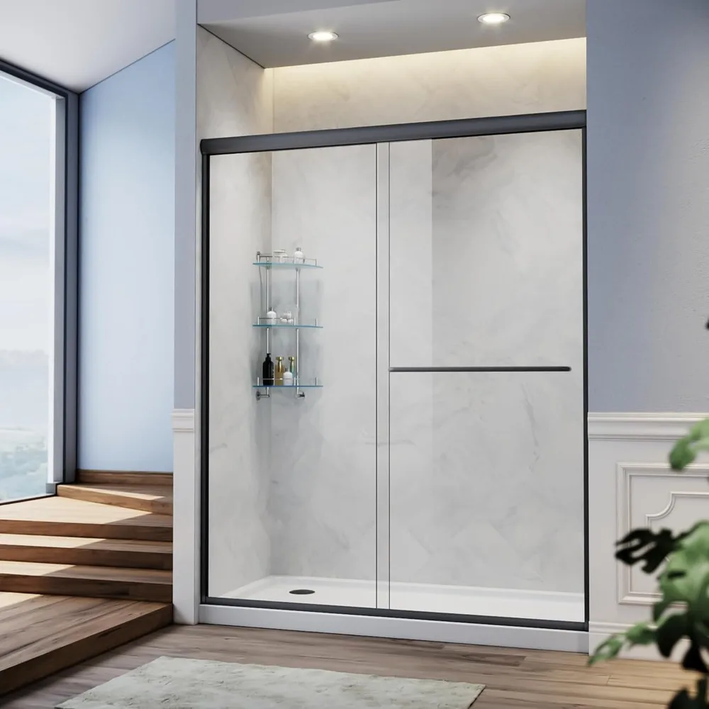 58.5-60 in.W X 72 in.H Glass Shower Door, Semi Frameless Double Sliding Shower Door, 1/4