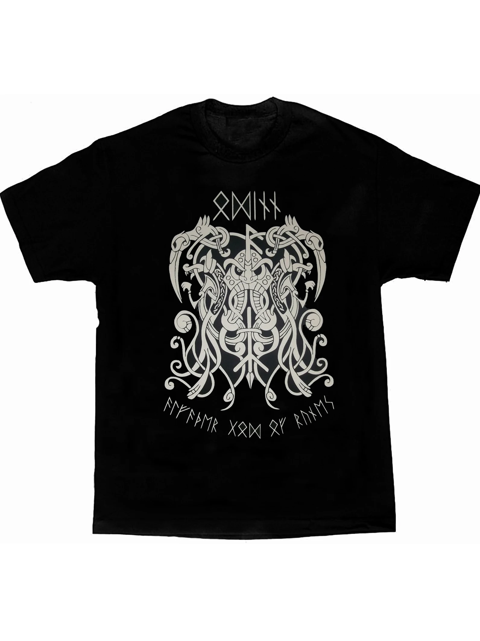 Nordic  Pagan God Odin Rune T-Shirt 100% Cotton O-Neck Summer Short Sleeve Casual Mens T-shirt Size S-3XL