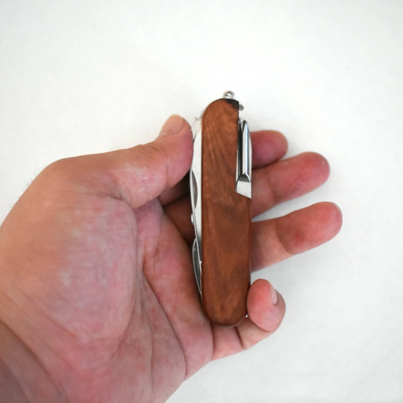 Multi-purpose Knife Multitools Stainless Steel Folding Knife Wood Handle Outdoor Keychain Pocket Knife Tools