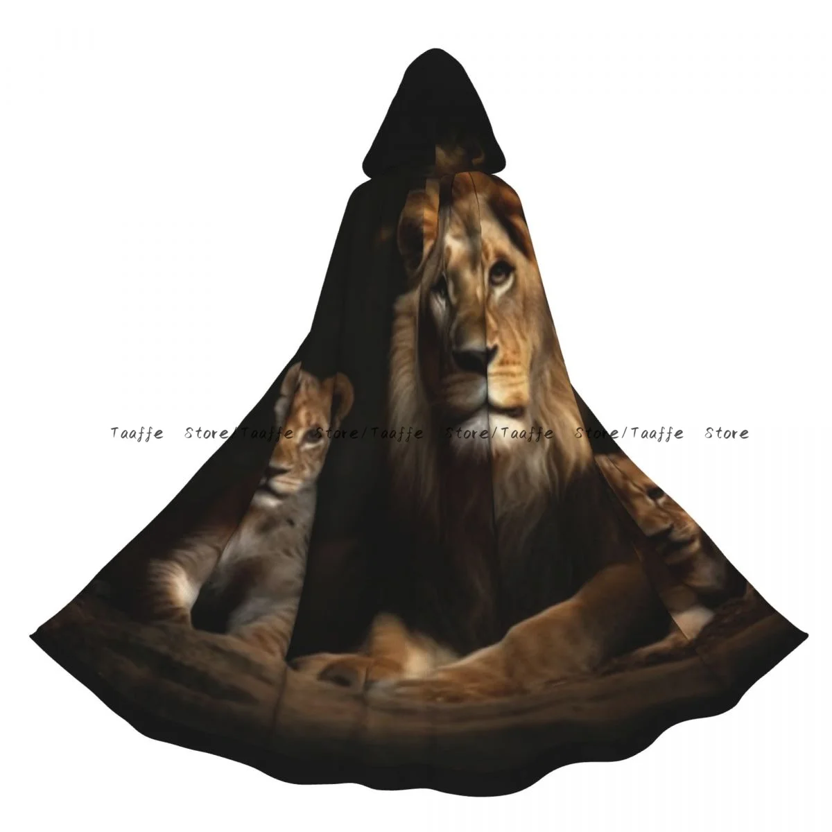 

Средневековый плащ для косплея на Хэллоуин, пальто с капюшоном, накидка с изображением льва и младенцами, длинный плащ, плащ волшебника