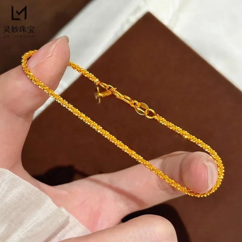 NovaGlod 9999 sparkling star bracelet 24K real gold broken gold dragon scale plain chain simple and versatile gift for girlfrien