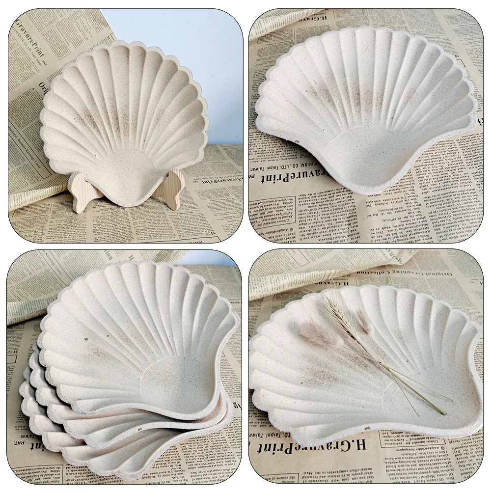 

2pcs Shell Jewelry Tray Wooden Trinket Dish Photography Background Storage Tray For Earrings Necklaces Bathroom Dressing Table