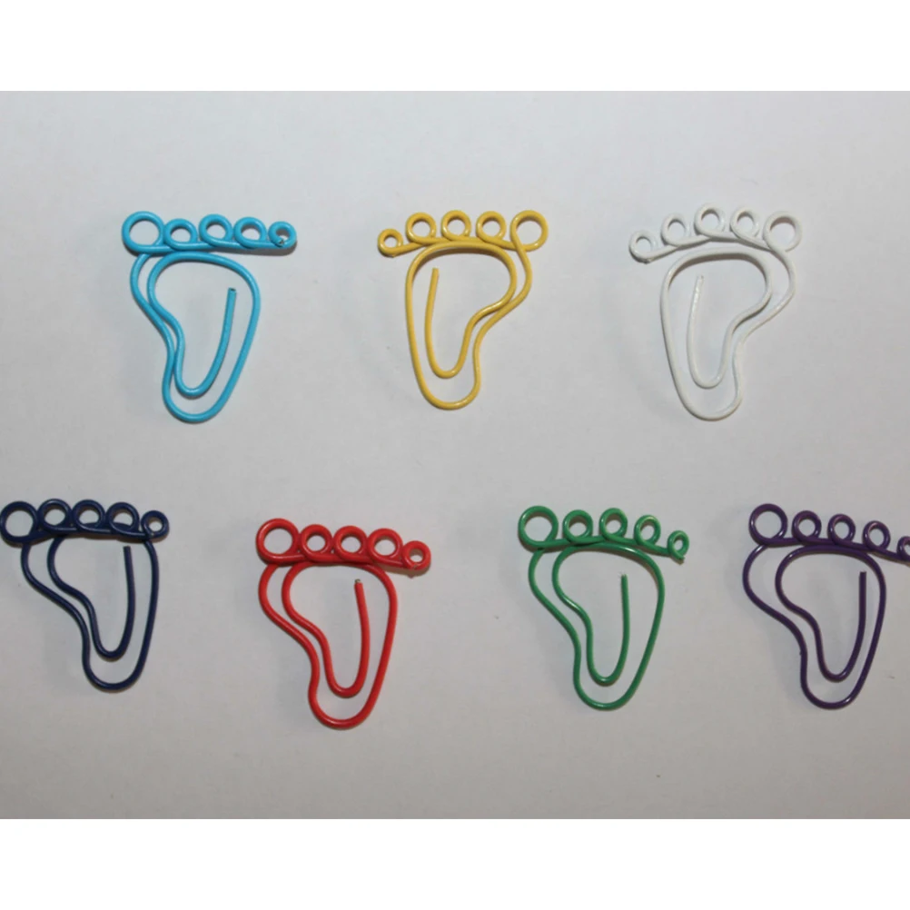 

24pcs Paper Clips for Home Office School Creative Cartoon Metal Strong Clipping Force Feet Shaped Note Photo Holders Gifts