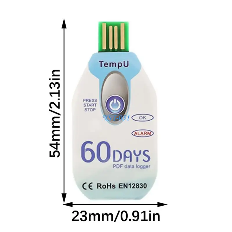 E15A Single Use Temperature Data Logger 60 Days PDF Report USB Metal Compacted