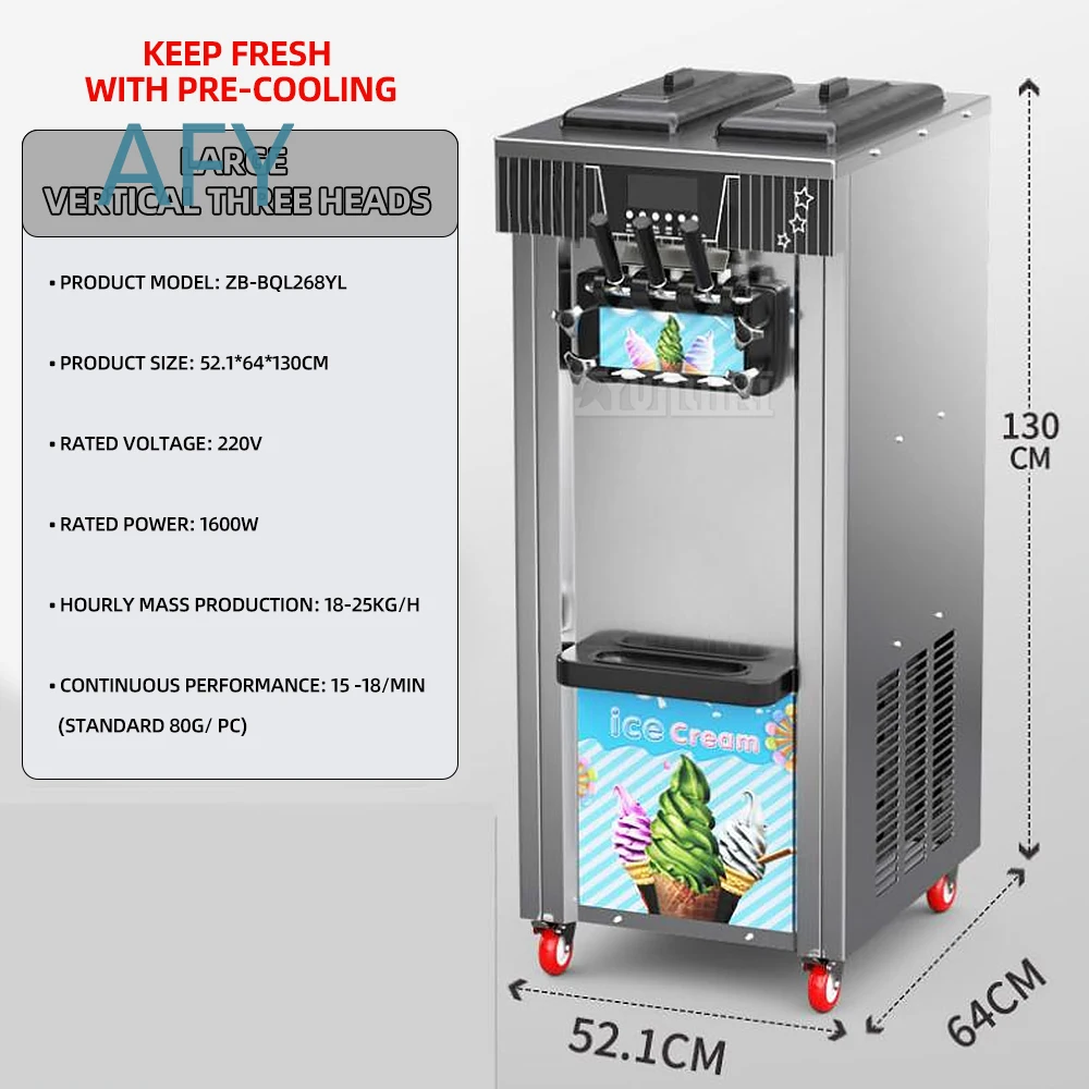 Summer New Soft Ice Cream Machine for Home Use Fully Automatic Cleaning Vertical Sorbet Maker for Dessert Making Easy