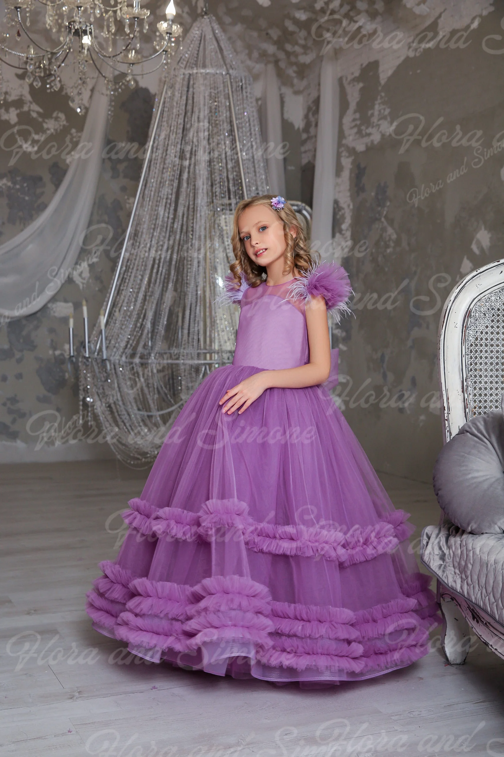 Customized Pink Tulle A-line Flower Girl Dress Sleeveless For Wedding Princess Kids Birthday Party First Communion Ball Gowns