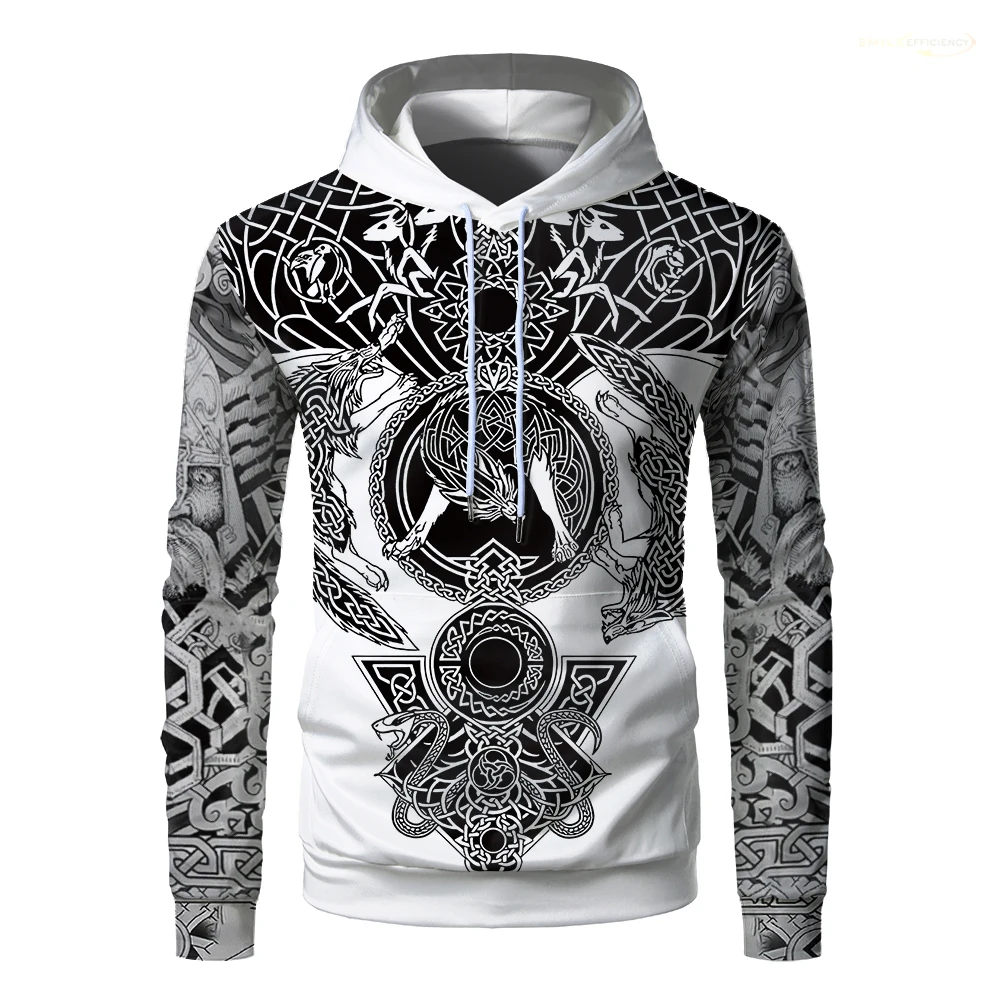 Vintage Viking Tattoo 3D Printed Trend Hoodies Harajuku Tiki Men's Fashion Sweatshirt Outdoor Street Casual Unisex Pullover