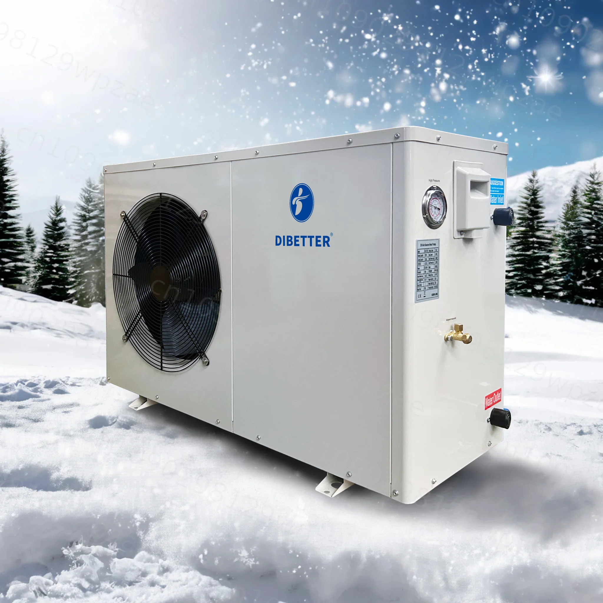 12kW High Efficiency Electricity Saving Dibetter R32 -25C Stainless Steel Scroll Compressor Air Source Heat Pump Water Heater
