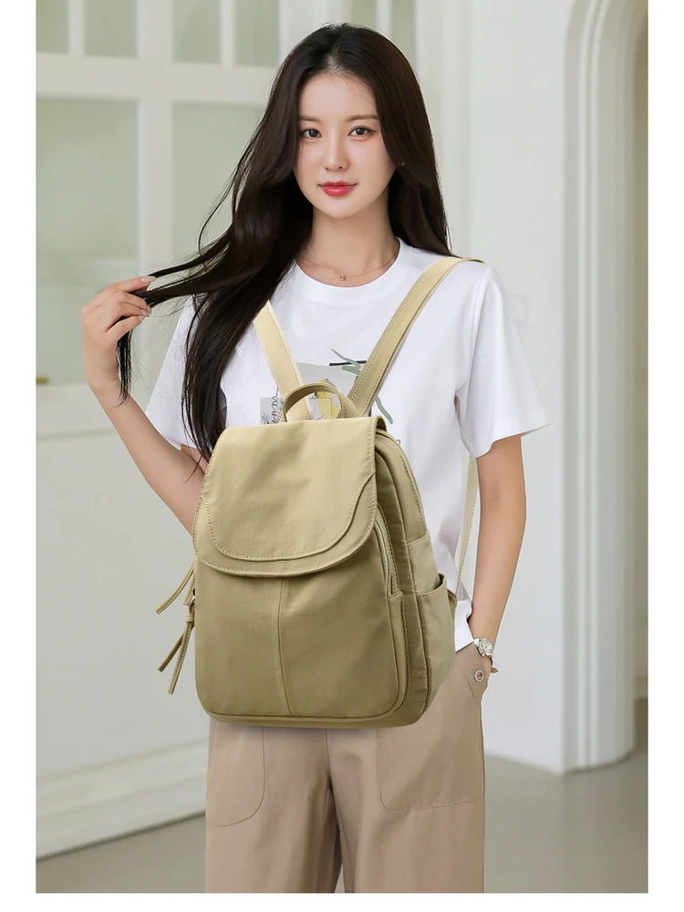 

Women's Canvas Oxford Fabric Lightweight Waterproof Travel Backpack Fashionable Versatile Bookbag Trendy Soft Shoulder Bag