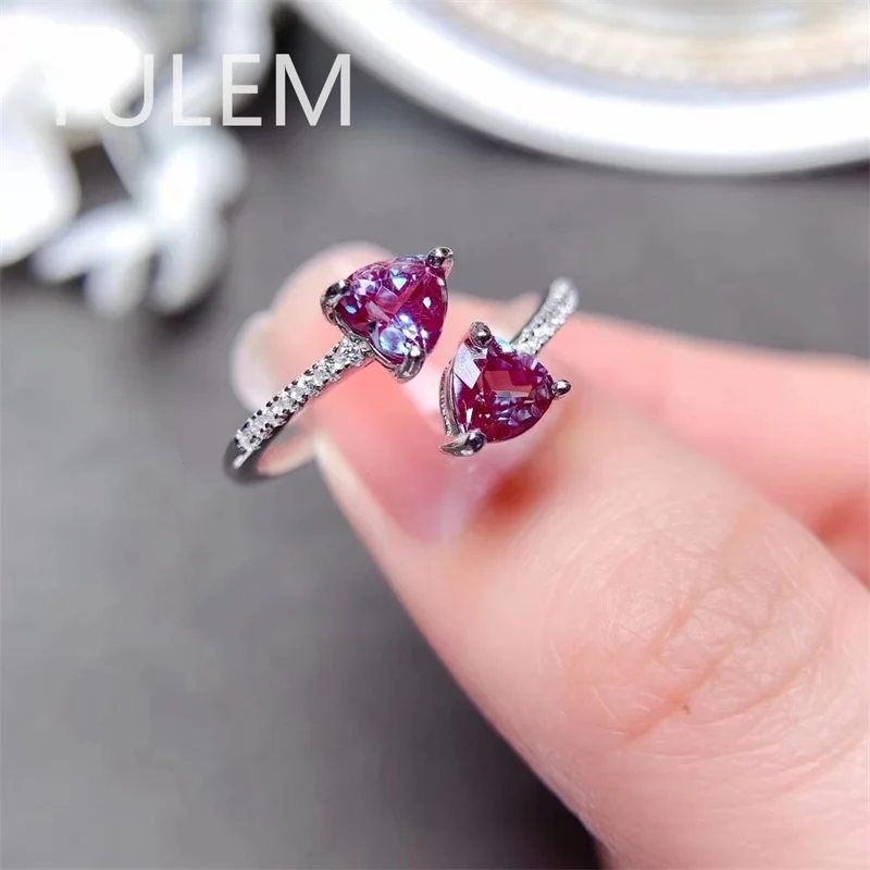 

LAB Alexandrite Lady's RING 925 Sterling Silver New Style Recommendation Heart Engagement Rings for Women