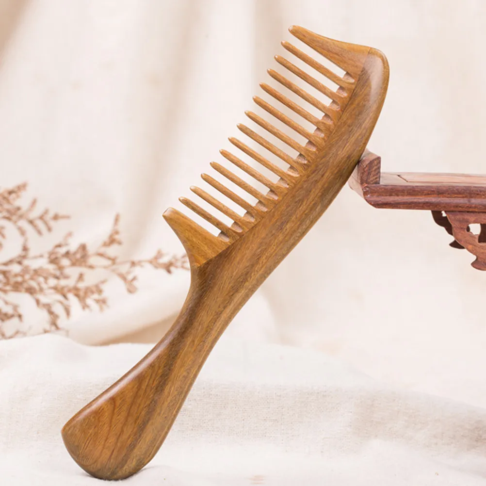 Sandalwood Wide Tooth Hair Comb Natural Wooden Comb Portable Scalp Massage Detangler Lightweight Hair Brush for Women