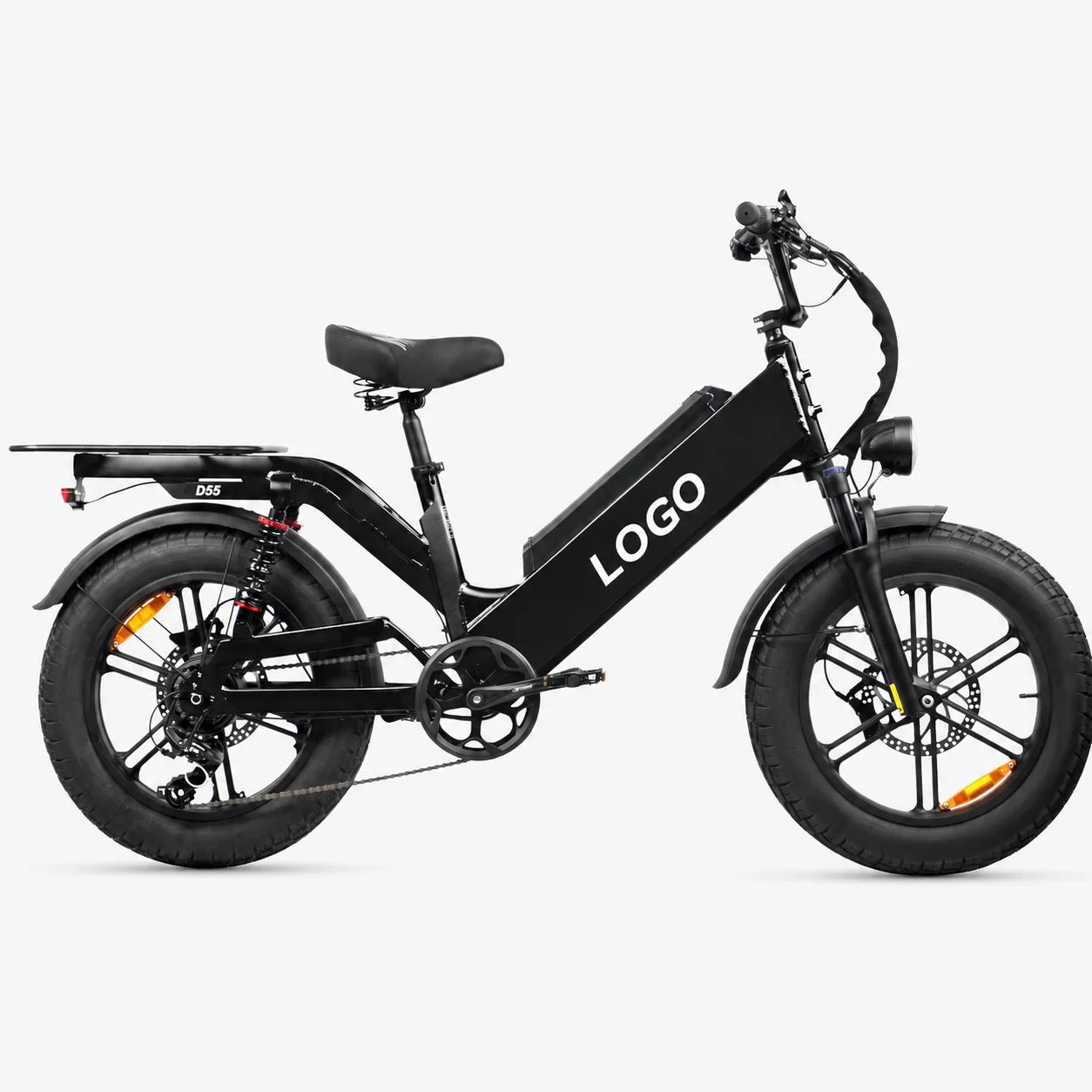 Custom D55 Electric Bike 20inch Fat Tire 48V 250W-1000W Aluminum Frame 7-Speed Full Suspension Disc Brake E-Bike image 2