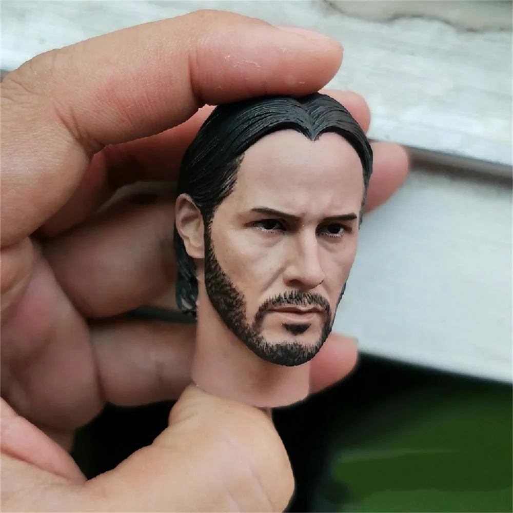 1/6 John Wick Killer God 2.0 Keanu Reeves Head Sculpture Carving Male Soldier Battle Damage /Normal Ver Fit 12'' Action Figure