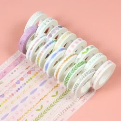 10 м разделитель, милый набор лент Kawaii Washi, принадлежности для журналов, маскировочные ленты, моющийся органайзер, пастельные корейские канцелярские принадлежности