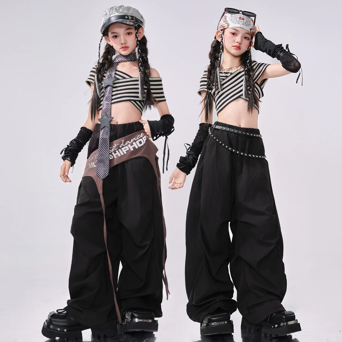 Mädchen Hip Hop Kleidung Goldene Pailletten Crop Tops Cargo Hosen Kind K-pop Streetwear Kind Jazz Mädchen Gruppe Street Dance kleidung Set