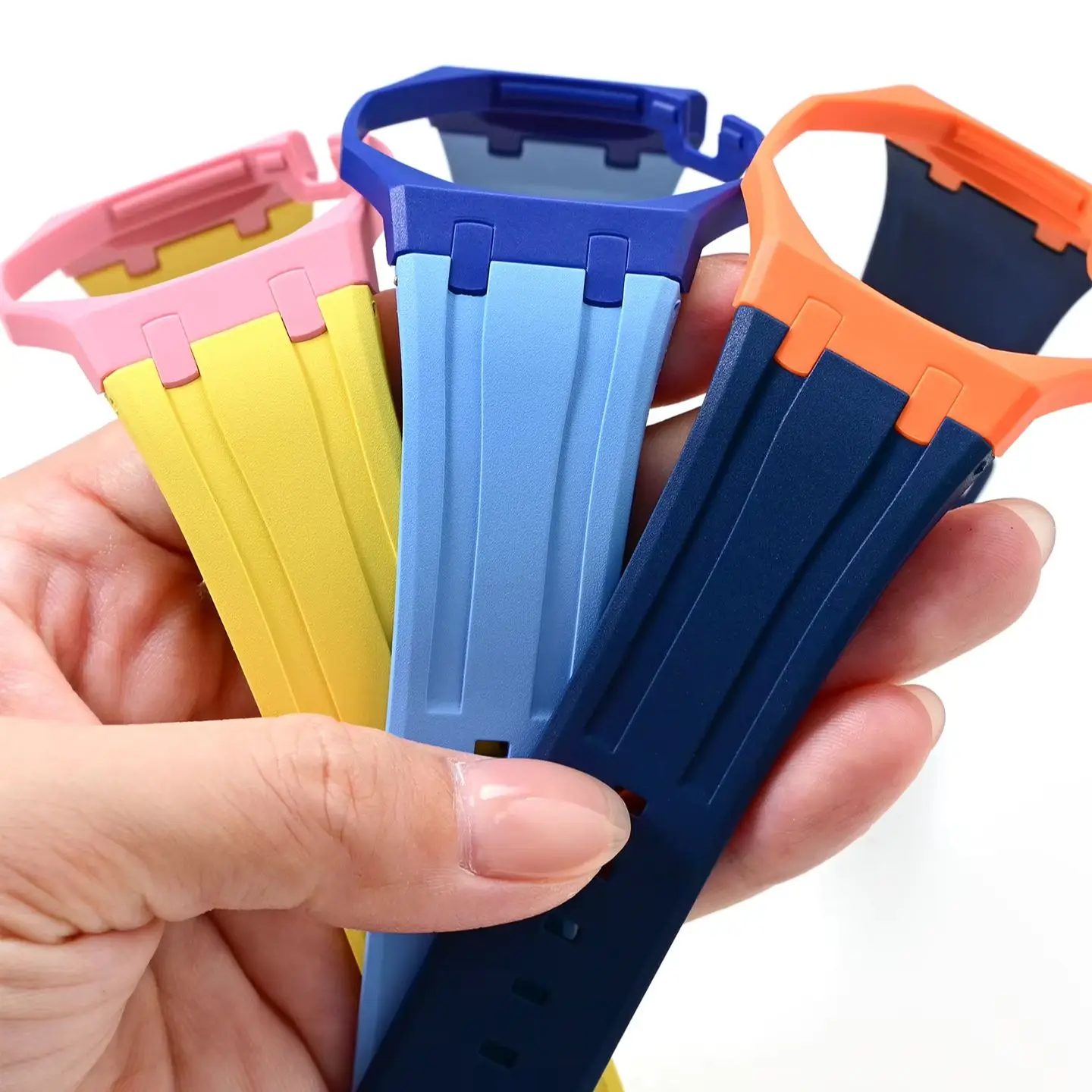 Matte PC Mod Kit Case Frame  FKM Rubber Strap for Swatch AP Royal Pop Modification Integrated FKM Strap  Cover Bumper Acce