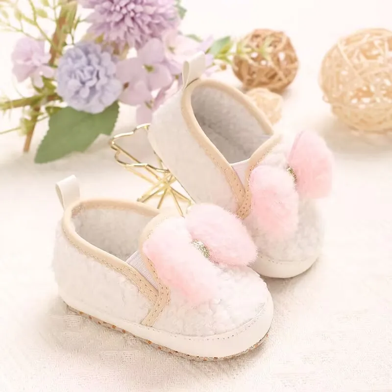 0-1 Year Old Spring and Autumn Butterfly Knot Wool Velvet Baby Shoes Baby Shoes Learning Shoes Baby Shoes