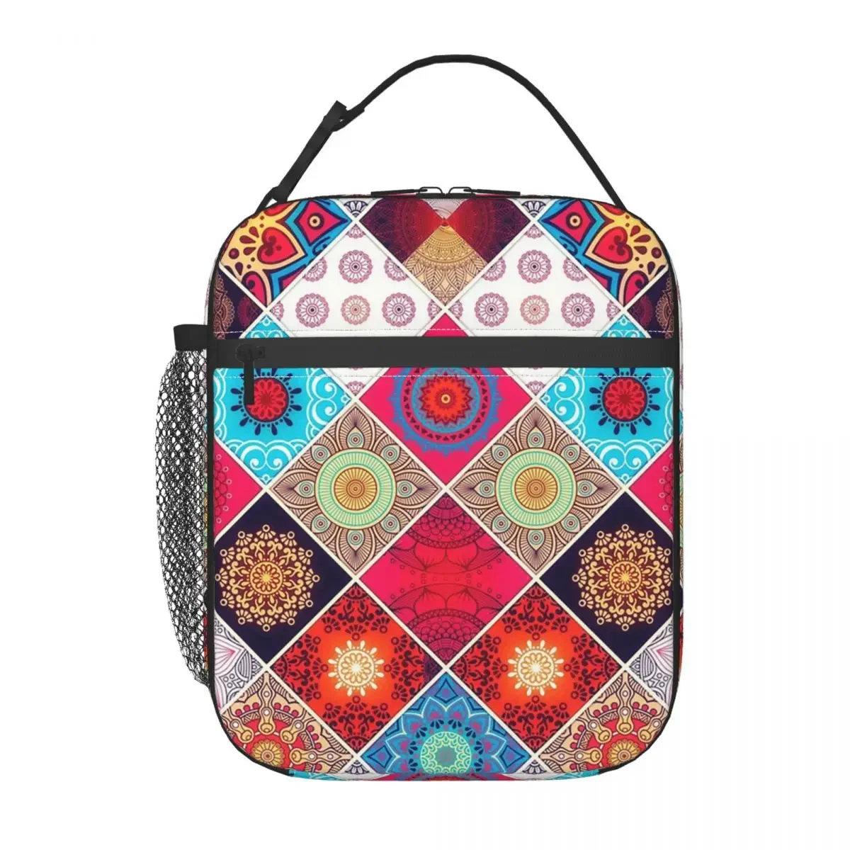 Mandala Bohemian Plaid Floral Insulated Lunch Bag for Women Office Cooler Thermal Food Box Tote Leakproof Lunch Boxes Container