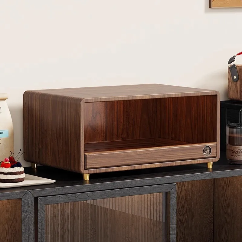 Mid Century Solid Wood Desktop Coffee Machine Storage Rack