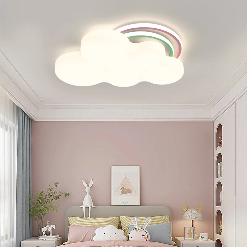 Children's Room Bedroom Light LED Chandelier Indoor Lighting Home Decor Cloud Modern Ceiling Chandelier White Blue Pink Fixture