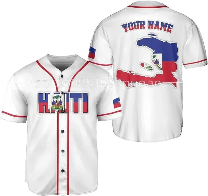 2024 Summer New Customized Haiti Baseball Jersey 3D Printed Men's and Women's Casual Fashion Street Baseball Shirt