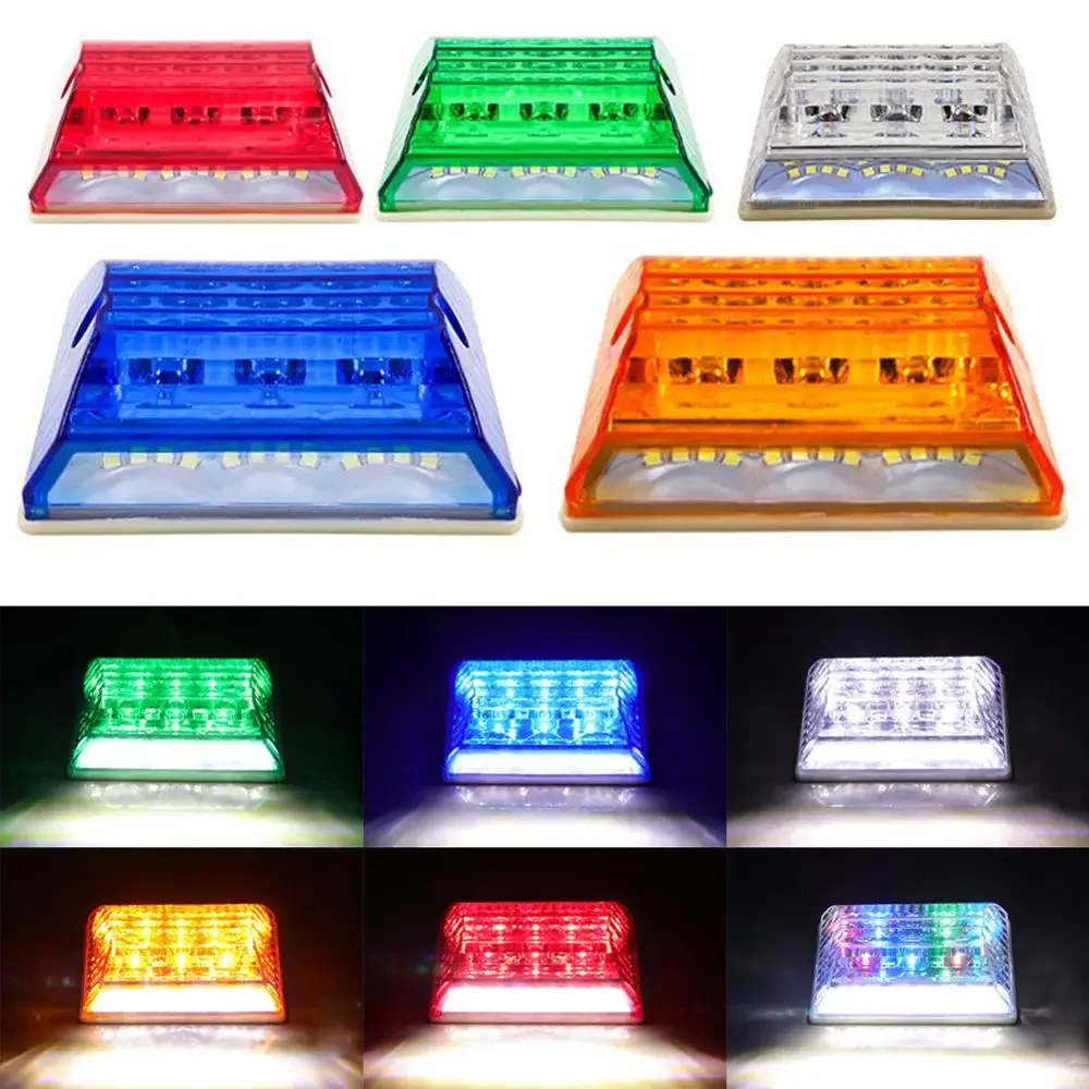 Car Side Marker Light 12LED External Lamp Squarde Warning Tail Light Auto Trailer Truck Lorry Lamps Colorful 24V Car LED Lights