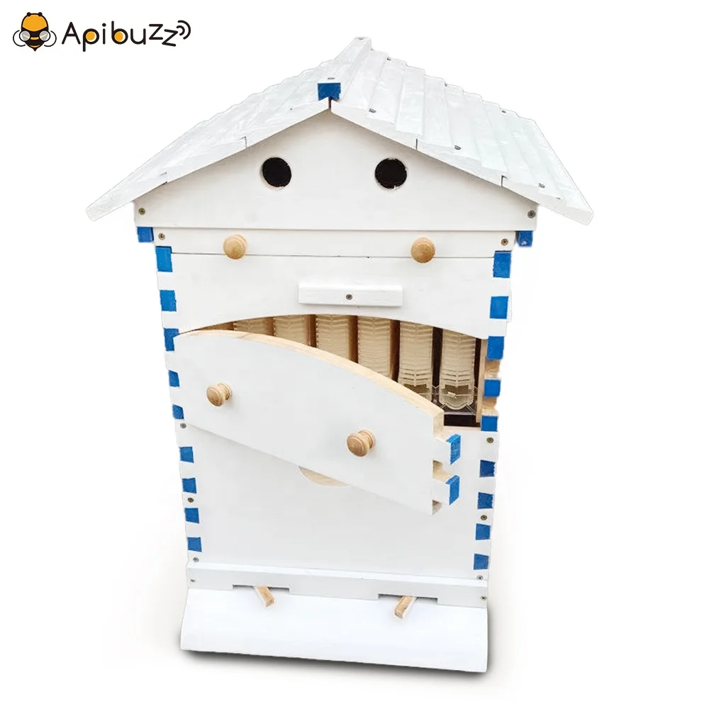 

Chinese Painted Wooden Automatic Self-Flowing Beehive 7 Auto Frames Set Bee Hive Supplies Beekeeping Material Apiculture Colmena