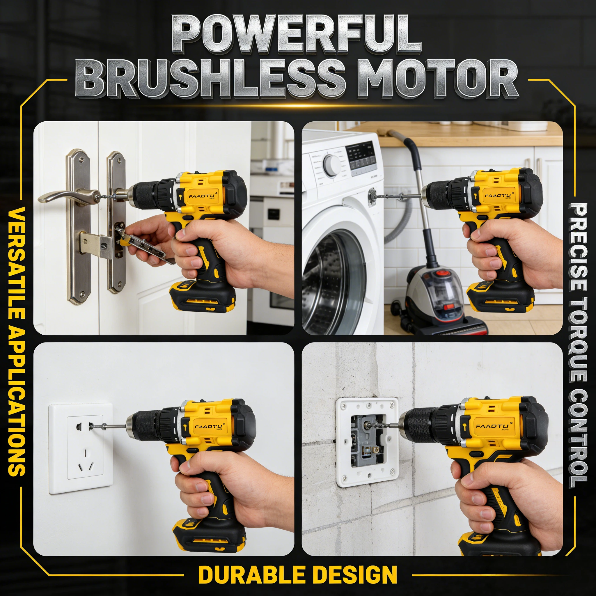 FAAOTU 805 Brushless Cordless Drill, Heavy-Duty Power,Same Reliability as DW for All Projects Suitable for DW battery NO battery