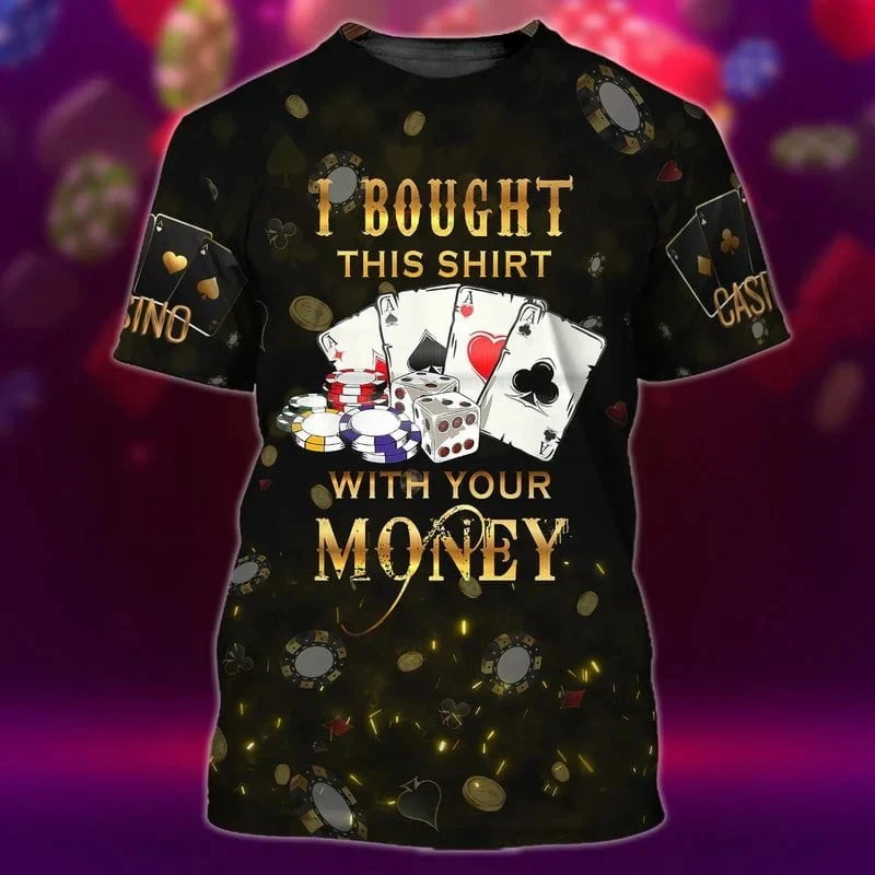 3D Print Playing Cards Poker T Shirts For Men Women Funny Tee Personality Casual Short Sleeves Round Neck Hip Hop Unisex Tshirt