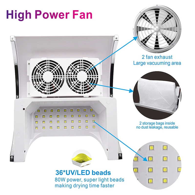 مكنسة كهربائية متعددة الوظائف لإزالة الأظافر للتقليم 2 في 1 آلة طلاء الأظافر