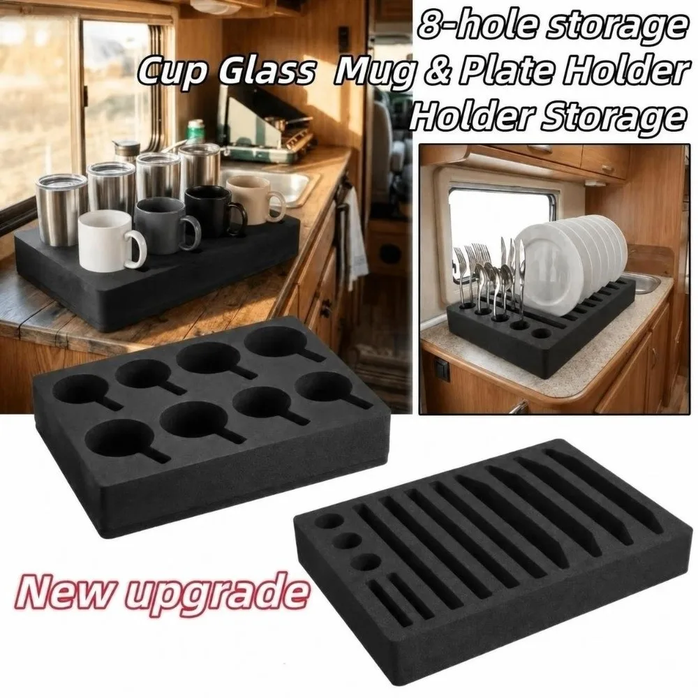 8/13 Slot Cup Holder Rack Durable Space Saving Mug Storage Box Foam Plate & Mug Compatible Glass Coaster Storage
