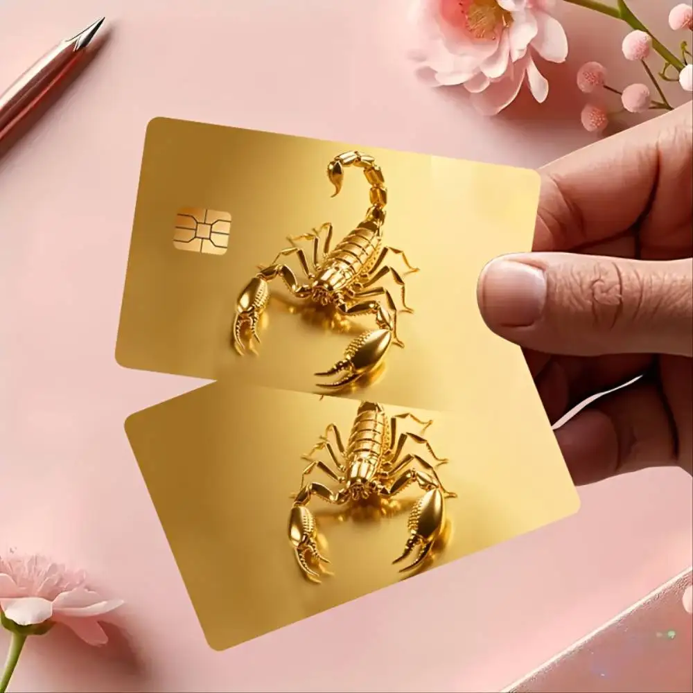 Metallic Scorpion Credit Card Sticker Bubble Free High Quality PVC Decal For EBT Transport Key Debit Small Chip Bank Cards